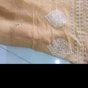 Beige emboidery soft light pure jorget dupatta