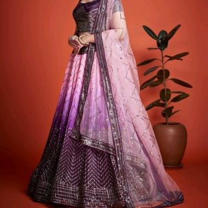 Purple Sequins Lahanga Choli