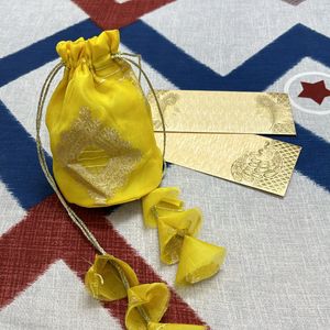 Hand Stitched Yellow Potli With Shagun Lifafa