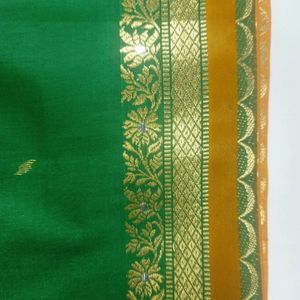 Green Colour Saree With Blouse