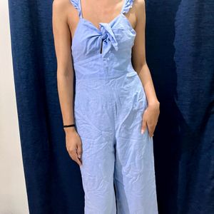 Zara Linen Blue Jumpsuit XS