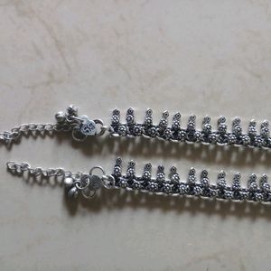 Silver Oxidised Anklet For Women's - 2