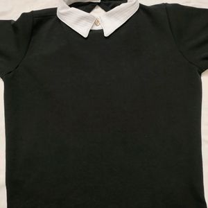 Genz Collar Top Three-fourth Sleeve