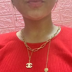 Chanel Logo Multilayer Y2K Chain Necklace