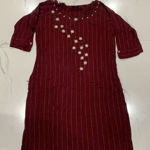 Kurta With Design At Round Neck