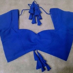 royal blue backless blouse