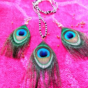 🦚Real Peacock Feathers Jewelry Set🍁🎀