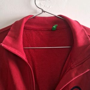 Red Zipped Oversized Hoodie