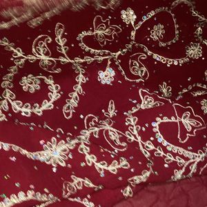 RED PURE georgette SAREE LIKE NEW