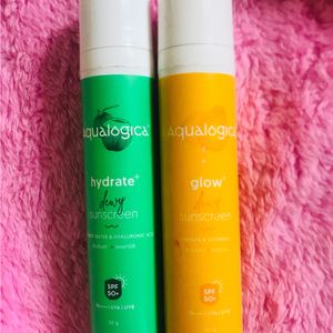 Aqualogica glow+dewy  and  hydrate +deey Sunscreen