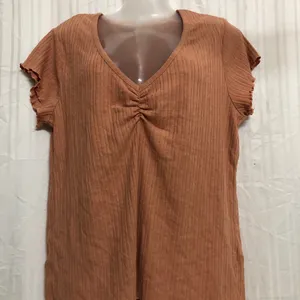 & Me Brown V Neck Top