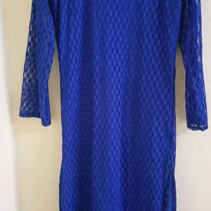 Blue Long Lace Straight Kurta.