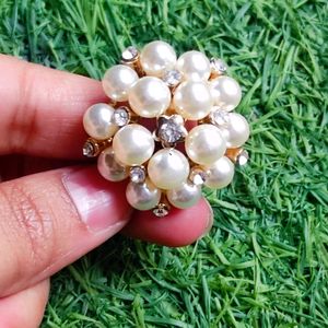 Pearl White & Stone Ring