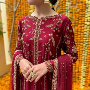 New Hand Zari Work Embroidery Dress Ne