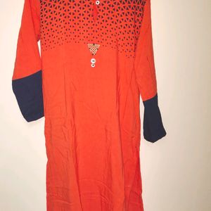 Brick Colour Straight Kurta S Size