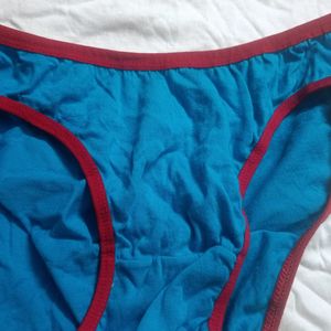 Blue Cotton Brief with Red Kiss Print - Size M