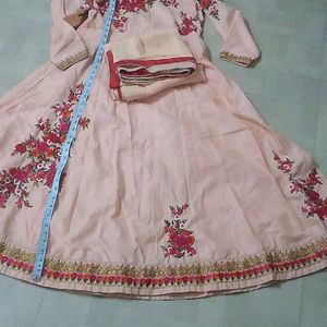 Peach Colour Anarkali Dress For Festive wear.