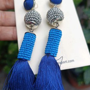 Blue Earrings Tassel