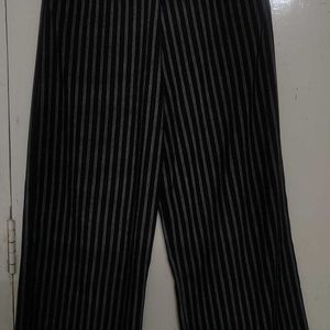 LadiesStiped Plazo Pant Black/White, Waist 26,L- 3