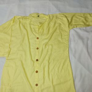 YELLOW SHIRT KURTI FOR WOMEN