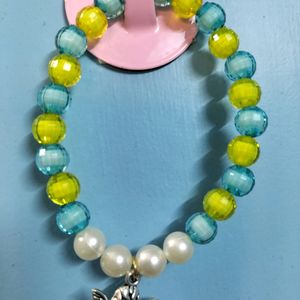 Handmade Blue And Yellow Beads Bracelet