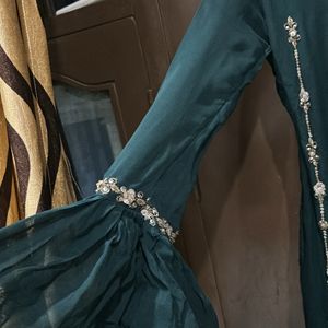 dark green long dress