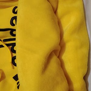 Yellow Adidas Logo Print Sweatshirt With Hoodie