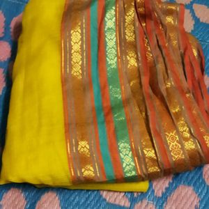 Yellow Saree With Beautiful Border