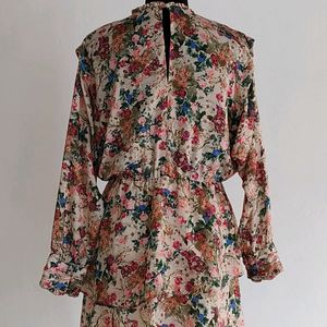 Zara Floral Floaty Tiered Mini Dress