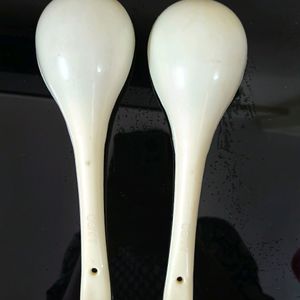 Set of 2 Floral Design Plastic Serving Spoons