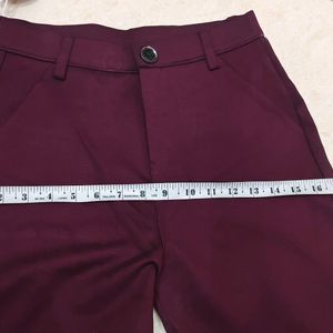 Burgundy Formal Pants For Women