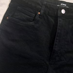 High-Waist Black Denim Shorts