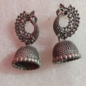 Oxidized Jhumki And Bracelet Combo