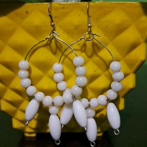 White Beads Earring