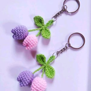 Crochet Tulip Flower Keychain