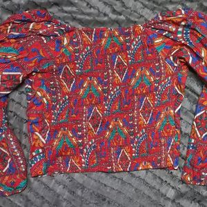 Tribal Printed Ethnic Crop Top