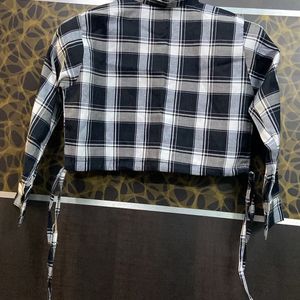 Crop Black Check Shirt