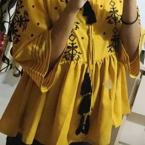 Yellow Embroidered Top