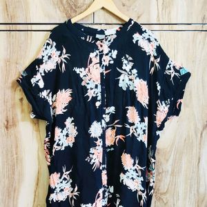 Black Printed Long Top Size-54