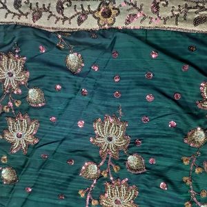 Dark Green Sana Silk Saree