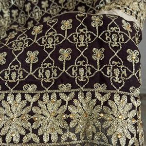 Brown Colour Embroidery Stone Work Dress