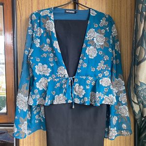 Blue Wrap Top For Women