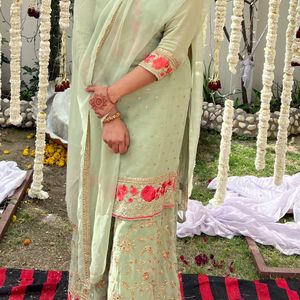 Pista Colour Party Wear Sharara Suit Set💗💗