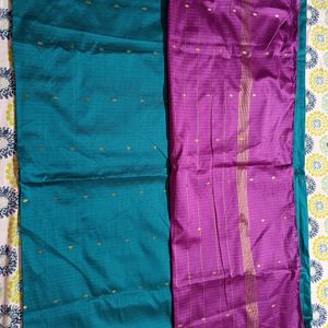 New Teal Green Soft Semi Silk Saree