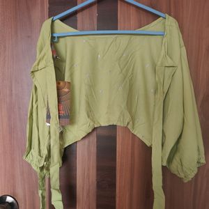 Lime Green Backless Blouse / Crop Top (Women)