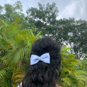 Blue Embroidered Bow