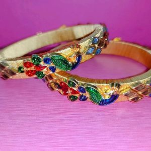 Silk Thread Kundan Bangles