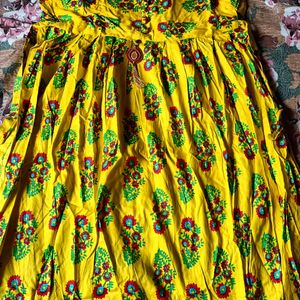 Yellow Printed Kurtha