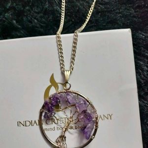 Natural Amethyst Tree of Life Pendant With Chain