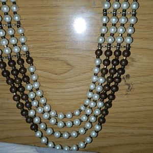 Gold & White Pearl Moti Western Necklace
